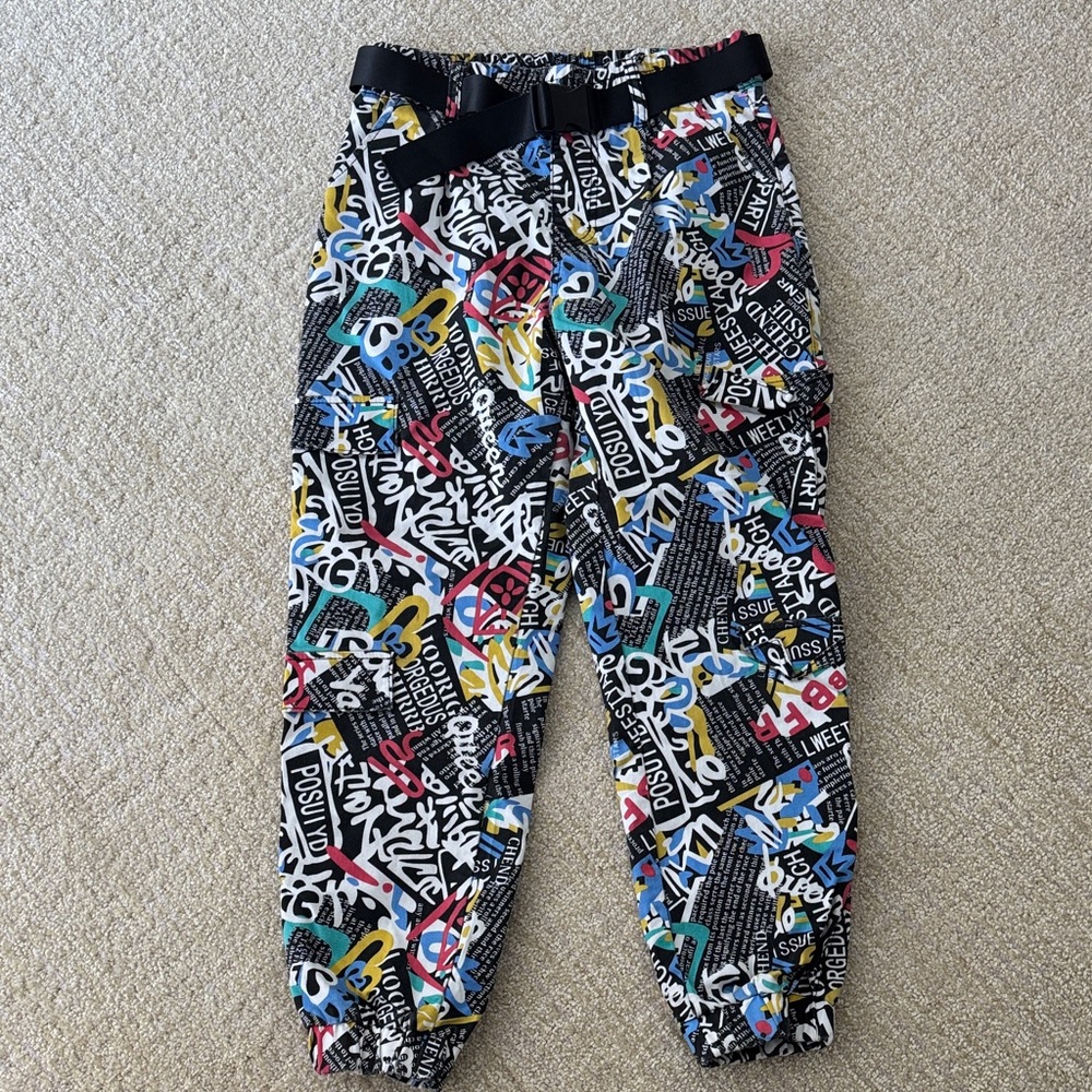 Colorful Graphic VIP Belted Joggers